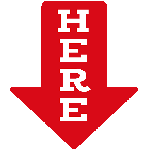 A red down arrow with vertical words "HERE"