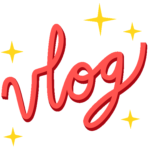 Cursive red lettering spelling out "vlog"