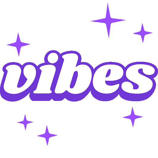 "vibes" surrounded with little purple stars