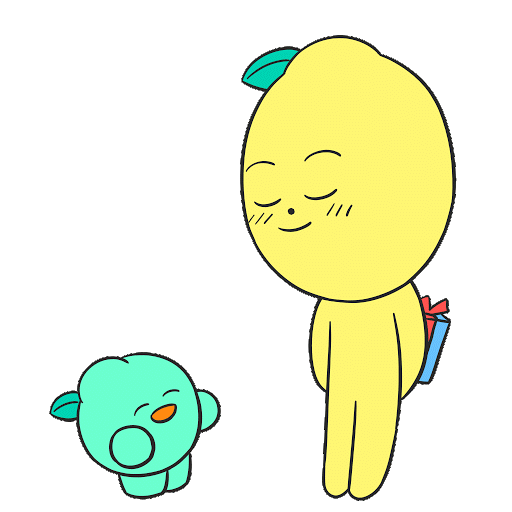 Lemon character offering a gift to Baby Lemon