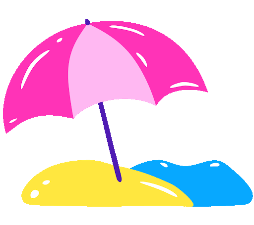A pink umbrella on a beach