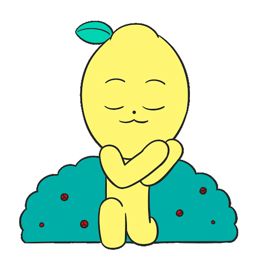 Lemon character bowing his head while spreading hearts with his arms