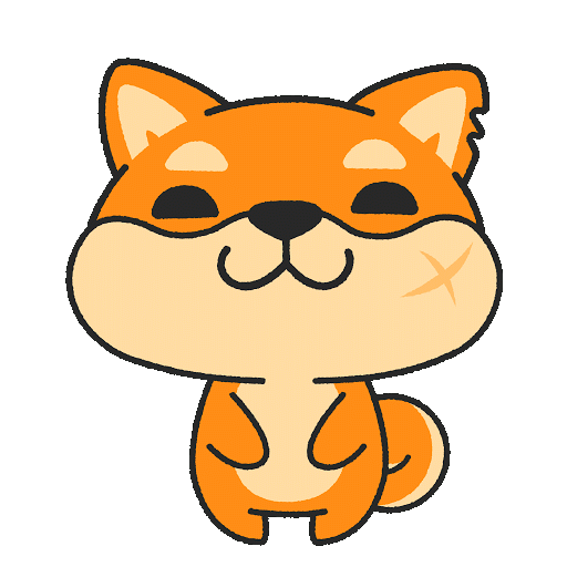 Shiba dog with a big smile on his face, tilting his head